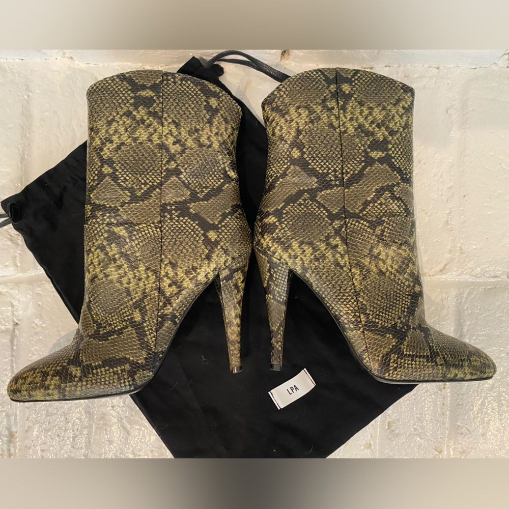 LPA Snake Print High-Heel Ankle Boots